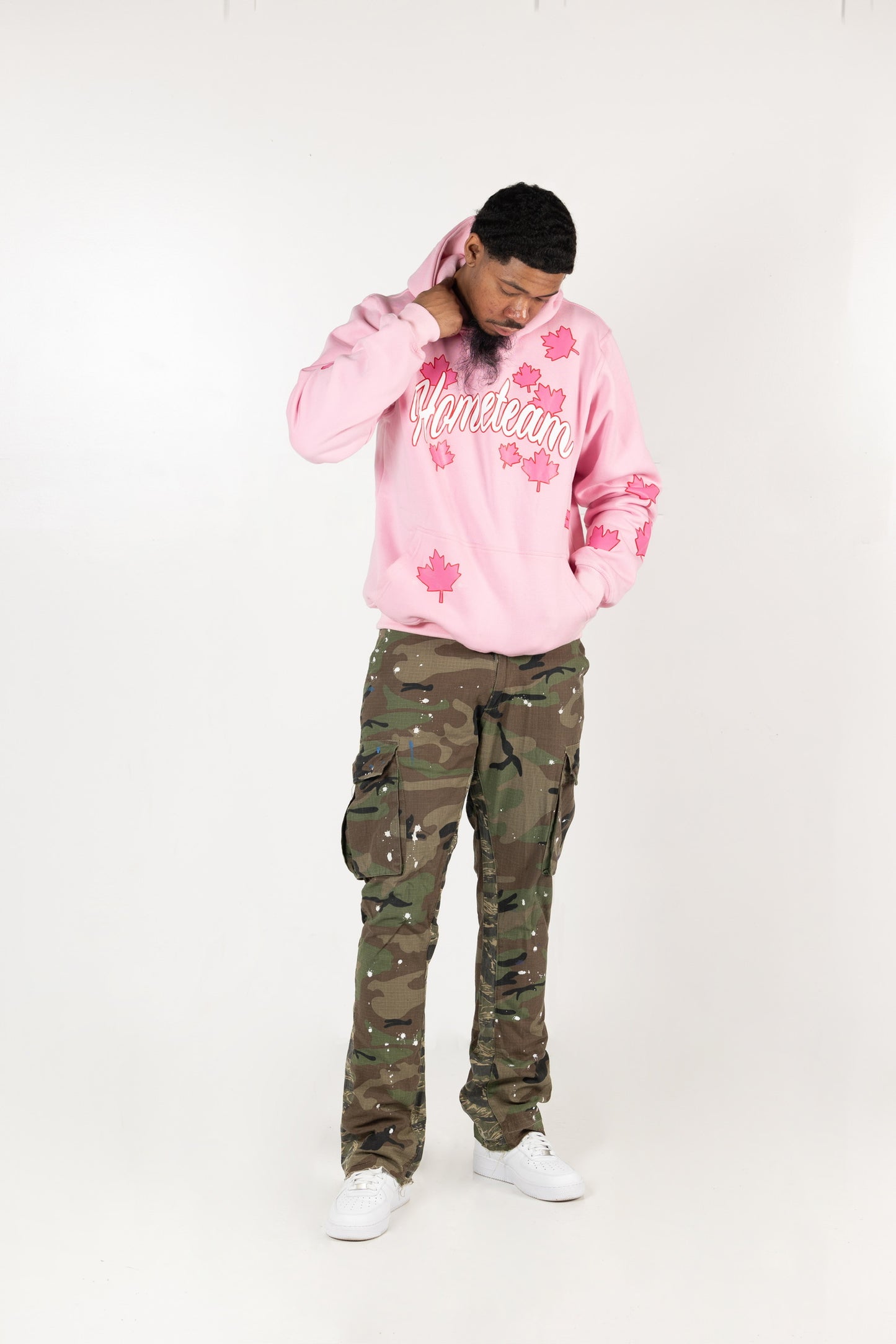 HOMETEAM LEAVES HOODIE PINK