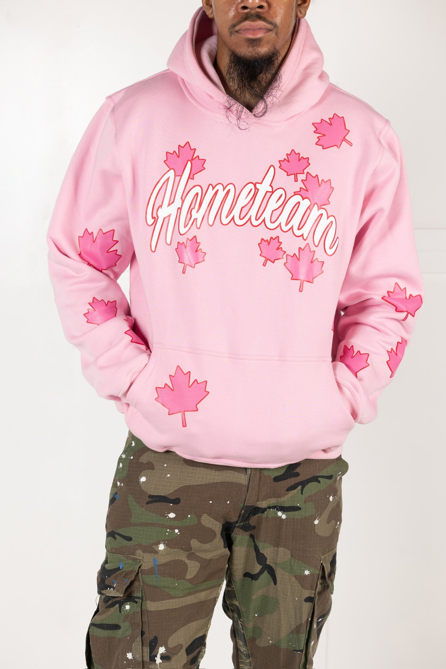 HOMETEAM LEAVES HOODIE PINK