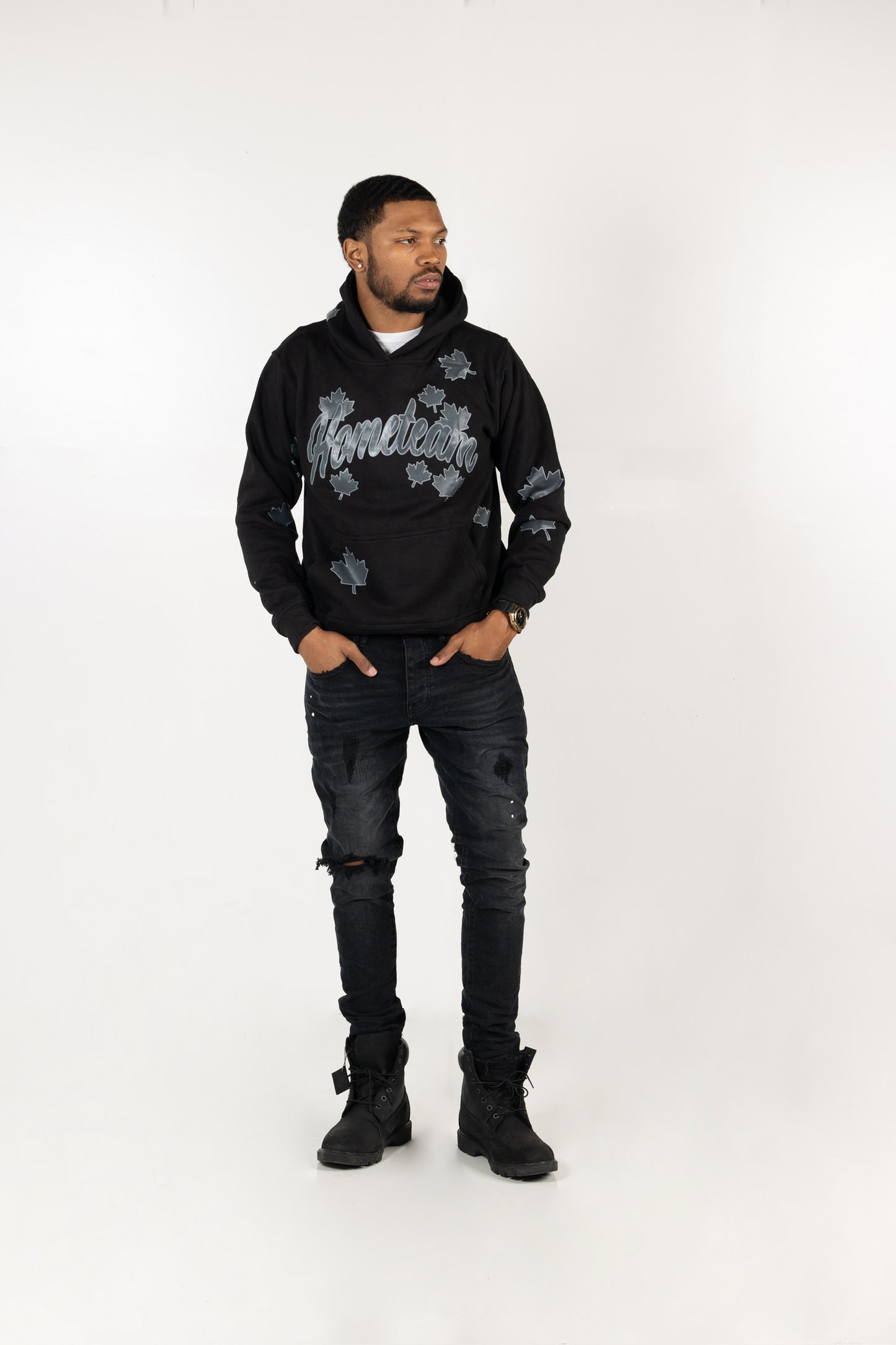 HOMETEAM LEAVES HOODIE BLACK/GRAY