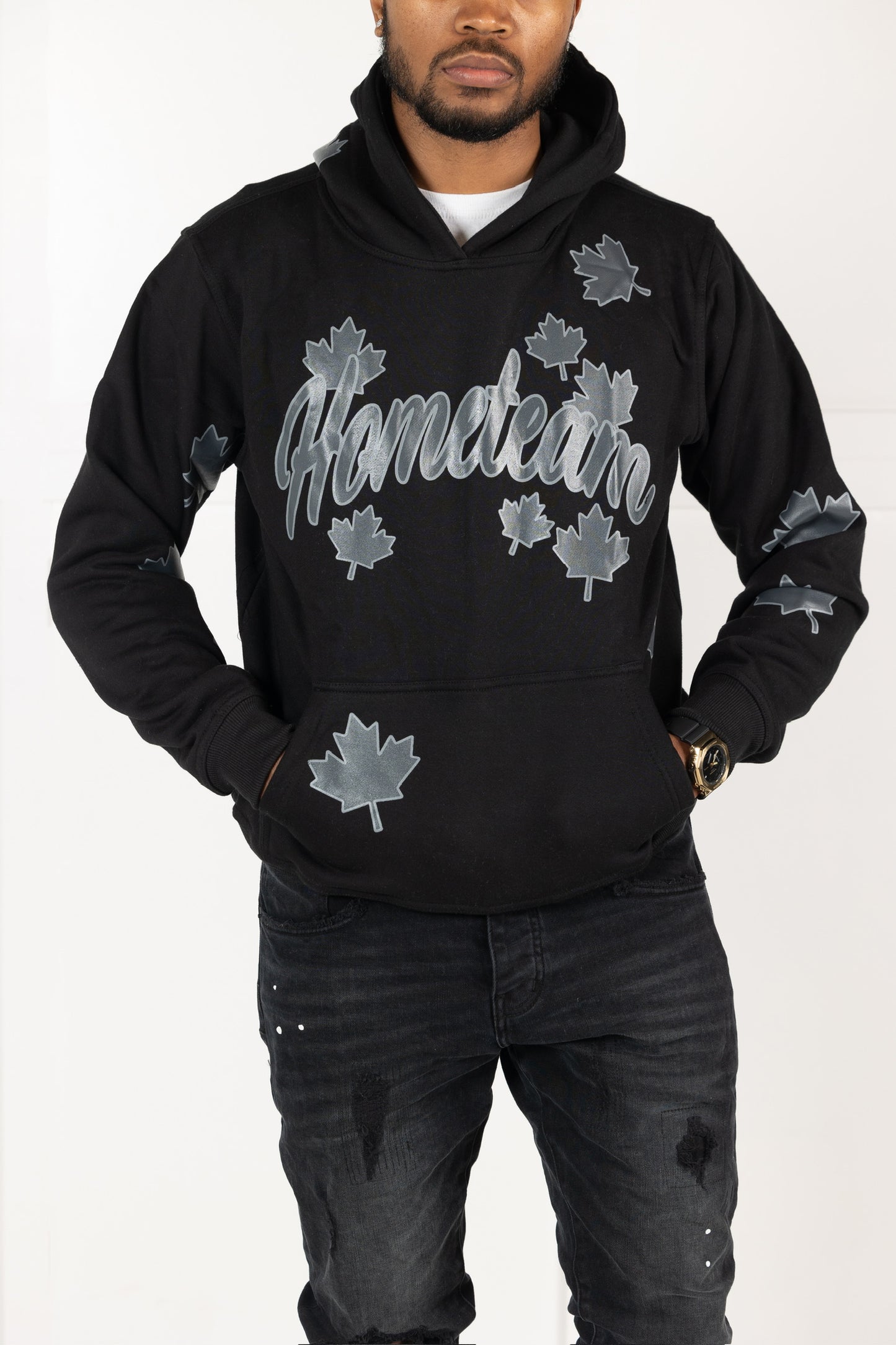 HOMETEAM LEAVES HOODIE BLACK/GRAY